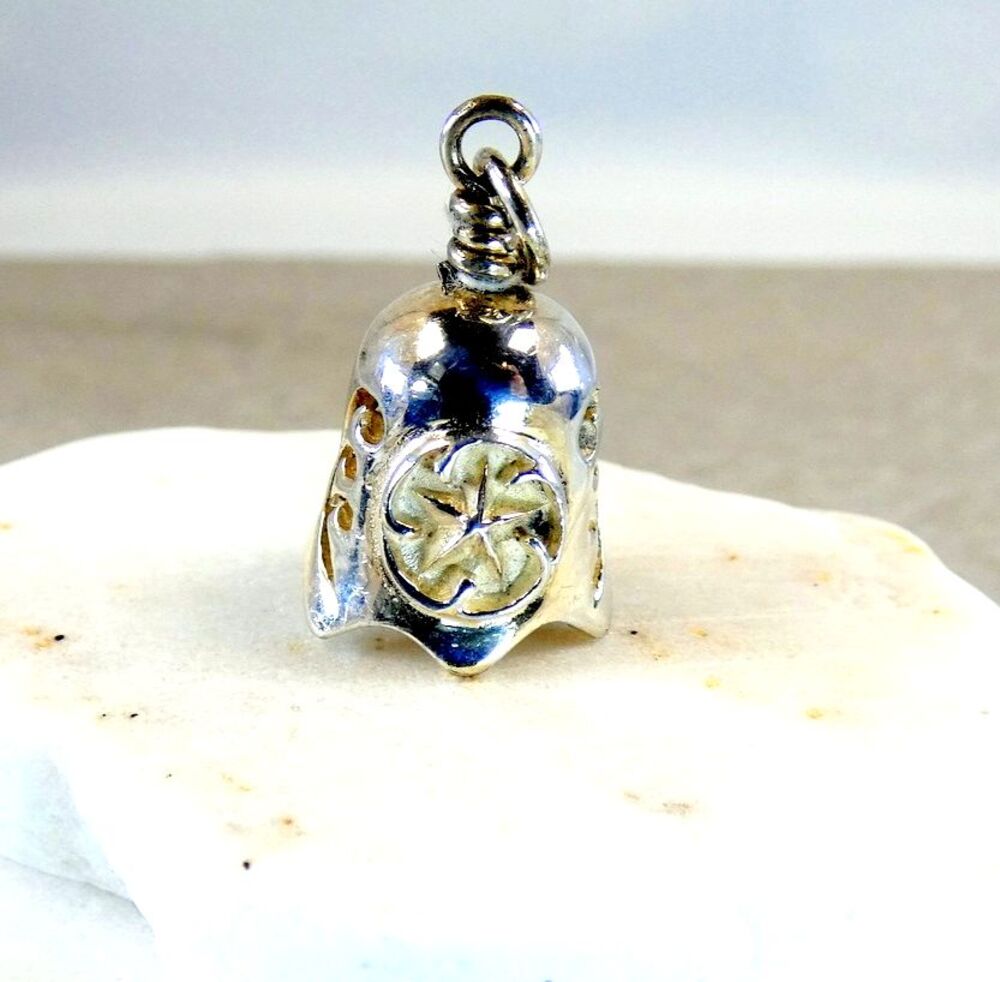 VTG 925 Sterling Silver 3D Ringing Bell Charm Pendant 2 Available Star Filigree